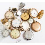 A bag of pocket watches, Hunters and gentlemen's wrist watches, for renovation and repair,