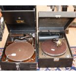 An H.M.V. black cased portable gramophone, model 101