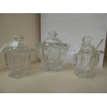 ***REOFFER MAY £100/150*** A Baccarat three piece glass preserve or condiment set, Bretagne pattern,