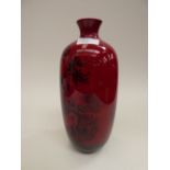 A Royal Doulton flambe narrow necked vase, measuring approx 28 cm high, usual stamp to base,