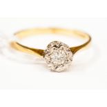 A 9ct illusion set diamond solitaire ring