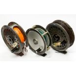 Hardy Gem fly reel and two intrepid rimfly reels