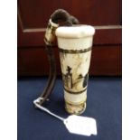 A late 19th Century bone portable cosmetic vessel