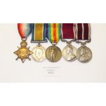 A group of five World War One trio 1914-15 Star, BWM and Victory, Meritorious Service, L.S.G.C. to