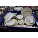 Royal Worcester gold band part dinner set, comprising cups, saucers, side plates, dessert plates,