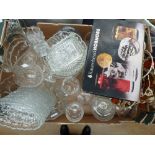 Tutbury cut glass bowls, pressed lead crystal wares, large water jug, cut glass wine glass suite