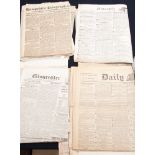 A collection of assorted newspapers, dating to the 1820s and 1830s, including Newcastle Courant,