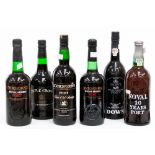 Six bottles of port including Dows, Noval and Cockburns, Non Vintage (6)