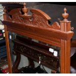 A late Victorian mahogany over mantle mirror,