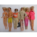 Three circa 1960s Palitoy Ken with Mattel Sindy and Barbie and one other (6)