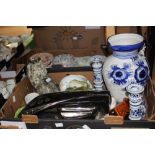 A large collection of glass and ceramics, including Stoneware bottles, tea pots, etc, Art Deco part