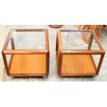 A pair of G - Plan teak glass topped occasional table (2)