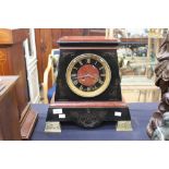 A French marble clock with gilt metal Egyptian masks as handles, etched Egyptology figures, S.