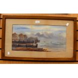 E. Earp, coastal scene, watercolour, 19th century School,coastal scene with cottages, watercolour