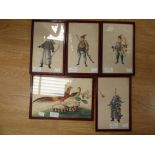 A series of early 19th Century Chinese paintings on silk of imperial soldiers with Vanors uniforms