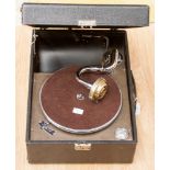 A Columbia black cased portable gramophone, 'Viva-tonal Grafonola' to the interior label
