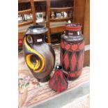 Three West German vessels including Fat Lava jug,