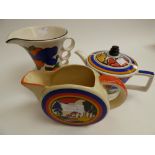 A Wade paradise gallery collection jug together with Sadler Art Deco style teapot and Chelsea