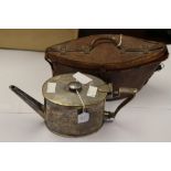 A Victorian military silver plated (possibly officers) travelling teapot with internal containers