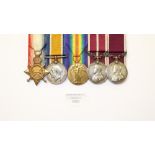 A group of five medals, World War One trio of 1914-15 Star, BM and Victory, Meritorious Service