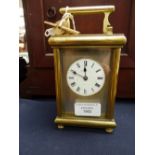 A Victorian brass carriage timepiece, dated 1895 (two keys)
