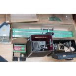 Two knitting machines (Tur Mix SV577 and Trumeter Co Ltd) a small leather suitcase, Paillard Bolex