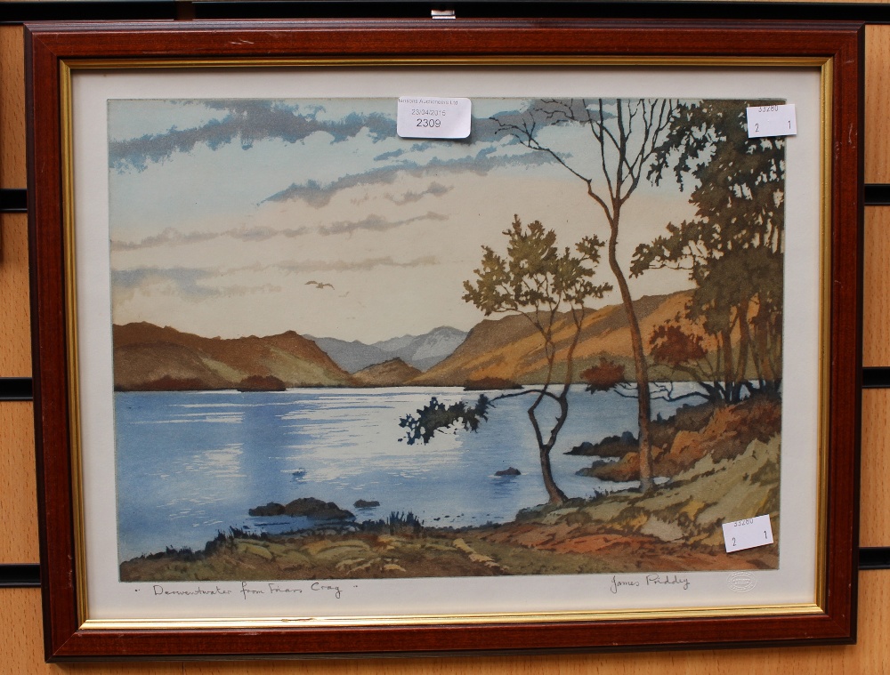 James Priddy, Derwent Water from Friars Crag, artist proof, signed and titled in pencil