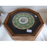 **REOFFER IN MAY £20 - £30** An oak framed Masons Ironstone plate and a hand painted floral plate