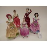 A Royal Doulton figure of Fair Lady; together with Coalport figures, Penelope, Barbara, etc (5)