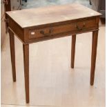 A 19th century oak side table, fitted with a single drawer, raised on square tapering legs