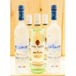 Bacardi Rum x 3, together with Grey Goose Vodka x 2 (5)