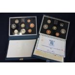 UK proof sets, 1977 to 1982 and leather cased proof sets, 1983 to 1987,