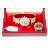 A Gents Longines bracelet watch and another watch (2) 10K gold plated