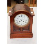 A French mantle clock, mahogany case veneer damage to top of dome, Circa 1900