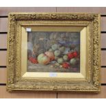 CLARE, VINCENT (BRITISH) (1855-1930), still life study of fruit including strawberries, oils on