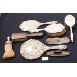 A collection of silver dressing table mirrors and brushes, Neoclassical style