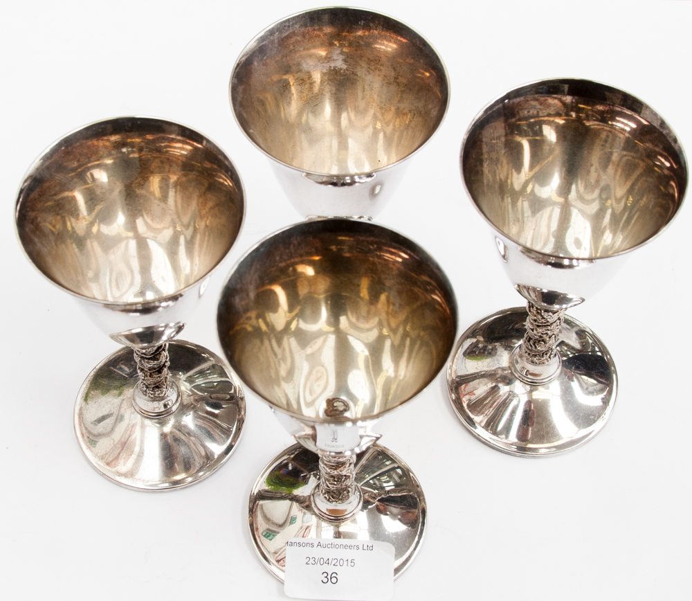 Four Falstaff silver plated wine goblets