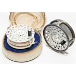 Hardy feather weight fly reel in case and spare spool