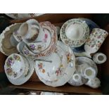 Royal Crown Derby posies, plate, cake stand, Royal Worcester "Forget me not" (6 pieces) Mintons