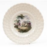 An early 19th century Wedgwood pearlware nursery plate with central transfer printed image of