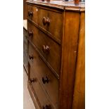 A Victorian satinwood chest of two sort over three long drawers