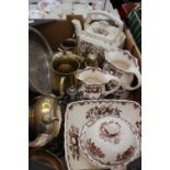 Masons 'Fruit Basket' teapot, graduated jugs, muffin dish,