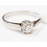 A solitaire diamond ring, approx half a carat, set in platinum (not marked)