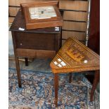 A pair of sewing tables, a presentation barometer and two walking canes