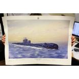 After John Pettitt, "H.M.S./M. "Thrasher" a limited edition print no.298/1000, signed in pencil by