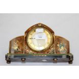 A Chinoiserie burr walnut and lacquer mantle timepiece, circa 1920's, the dial marked Johnston &