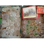 4 part sets of thistle glasses, 1960s glassware, moulded glass etc., together with various coasters