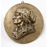 A cast bronze portrait medallion of Jean Paul Marat, modelled in high relief, 'Ne pouvant le