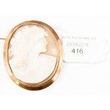 An oval cameo brooch in 9ct gold mount