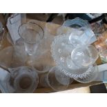 A collection of assorted drinking glasses, glass case stand, cut glass bowl etc.,